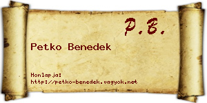 Petko Benedek névjegykártya